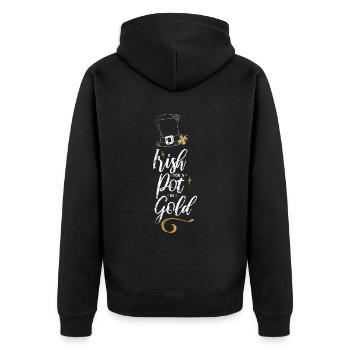 Irish You A Pot Of Gold Vintage - Unisex Premium Bio Zip Hoodie - Schwarz - Hinten - Nico (187cm)
