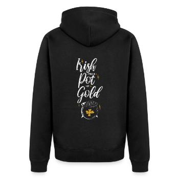 Irish You A Pot Of Gold Vintage - Unisex Premium Organic Zip Hoodie - black - Back - Nico (187cm)