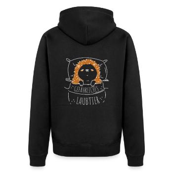 Gefährliches Laubtier Igel - Unisex Premium Bio Zip Hoodie - Schwarz - Hinten - Nico (187cm)