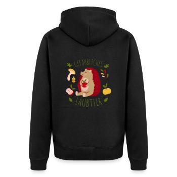 Gefährliches Laubtier Igel - Unisex Premium Bio Zip Hoodie - Schwarz - Hinten - Nico (187cm)