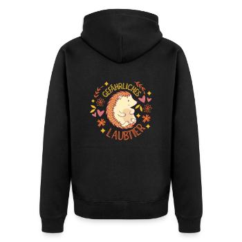 Gefährliches Laubtier Igel - Unisex Premium Bio Zip Hoodie - Schwarz - Hinten - Nico (187cm)