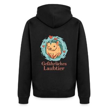 Gefährliches Laubtier Igel - Unisex Premium Bio Zip Hoodie - Schwarz - Hinten - Nico (187cm)