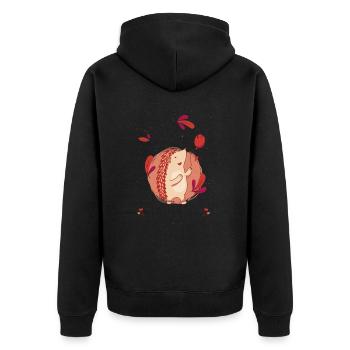 Gefährliches Laubtier Igel - Unisex Premium Bio Zip Hoodie - Schwarz - Hinten - Nico (187cm)