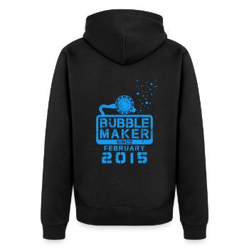 Taucher Geburtstag Bubblemaker seit Februar 2015 - Unisex Premium Bio Zip Hoodie - Schwarz - Hinten - Nico (187cm)
