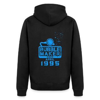 Diver's birthday Bubblemaker since April 1995 - Unisex Premium Organic Zip Hoodie - black - Back - Nico (187cm)
