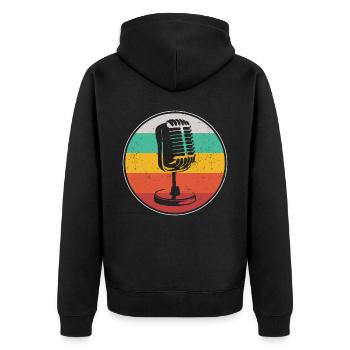 Karaoke Singer Microphone Vocalist - Unisex Premium Bio Zip Hoodie - Schwarz - Hinten - Nico (187cm)