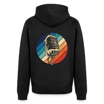 Karaoke Singer Microphone Vocalist - Unisex Premium Bio Zip Hoodie - Schwarz - Hinten - Nico (187cm)