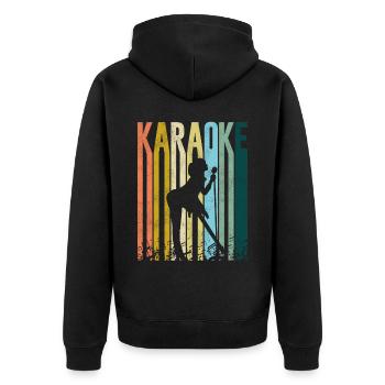 Karaoke Singer Retro Vintage - Unisex Premium Bio Zip Hoodie - Schwarz - Hinten - Nico (187cm)