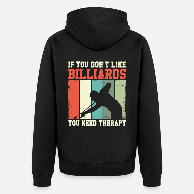 Billiards Pool Player Ball Retro - Unisex Premium Bio Zip Hoodie - Schwarz
