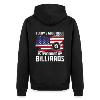Billiards Pool Player Ball Vintage - Unisex Premium Bio Zip Hoodie - Schwarz - Hinten - Nico (187cm)