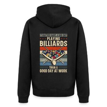 Billiards Pool Player Ball Retro - Unisex Premium Organic Zip Hoodie - black - Back - Nico (187cm)