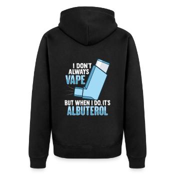 Albuterol Asthma Astmatiker - Unisex Premium Bio Zip Hoodie - Schwarz - Hinten - Nico (187cm)