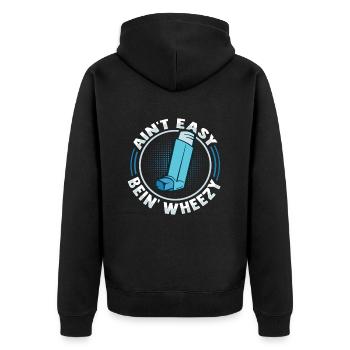 Albuterol Asthma Astmatiker - Unisex Premium Bio Zip Hoodie - Schwarz - Hinten - Nico (187cm)