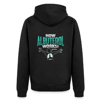 Albuterol Asthma Astmatiker - Unisex Premium Bio Zip Hoodie - Schwarz - Hinten - Nico (187cm)
