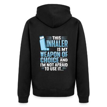 Albuterol Asthma Astmatiker - Unisex Premium Bio Zip Hoodie - Schwarz - Hinten - Nico (187cm)