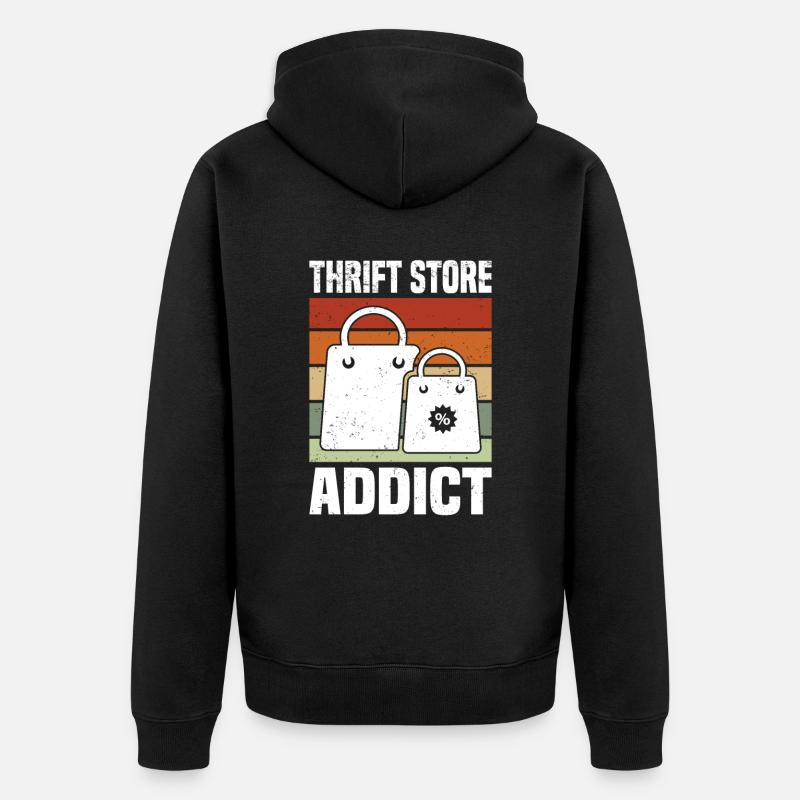 Secondhandladen Secondhand Öko Hipster Gebraucht - Unisex Premium Bio Zip Hoodie - Schwarz