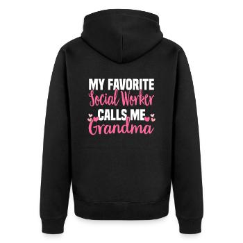 Sozialarbeit Sozialarbeiter Soziale Arbeit Oma - Unisex Premium Bio Zip Hoodie - Schwarz - Hinten - Nico (187cm)