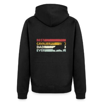 Best Father - Cavalier King Charles Spaniel - Unisex Premium Organic Zip Hoodie - black - Back - Nico (187cm)