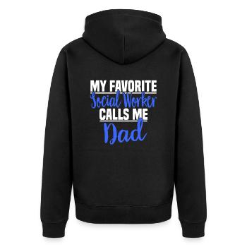 Sozialarbeit Sozialarbeiter Soziale Arbeit Papa - Unisex Premium Bio Zip Hoodie - Schwarz - Hinten - Nico (187cm)