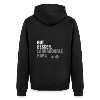 Labradoodle - Unisex Premium Bio Zip Hoodie - Schwarz - Hinten - Nico (187cm)