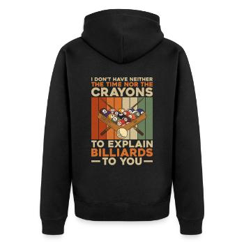 Billiards Pool Player Ball Retro - Unisex Premium Organic Zip Hoodie - black - Back - Nico (187cm)