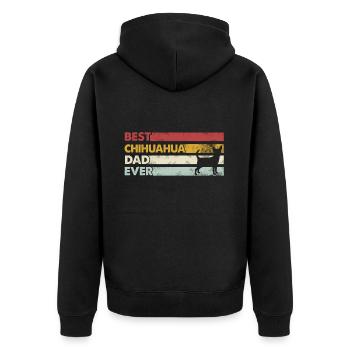 Bester Vater Aller Zeiten - Chihuahua - Unisex Premium Bio Zip Hoodie - Schwarz - Hinten - Nico (187cm)