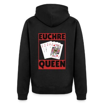 Euchre Queen - Euchre Spielerkartenspiel Euchre - Unisex Premium Bio Zip Hoodie - Schwarz - Hinten - Nico (187cm)