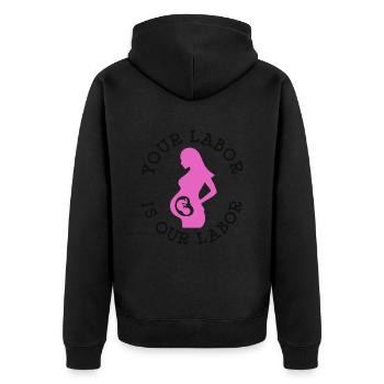 Notre sage-femme obstétrique - Veste à capuche bio Premium Unisexe - noir - Dos - Nico (187cm)