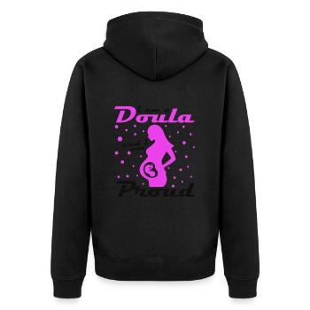 Je suis sage-femme doula - Veste à capuche bio Premium Unisexe - noir - Dos - Nico (187cm)