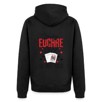 Lucky Euchre ne se plie pas - Euchre Player Card - Veste à capuche bio Premium Unisexe - noir - Dos - Nico (187cm)