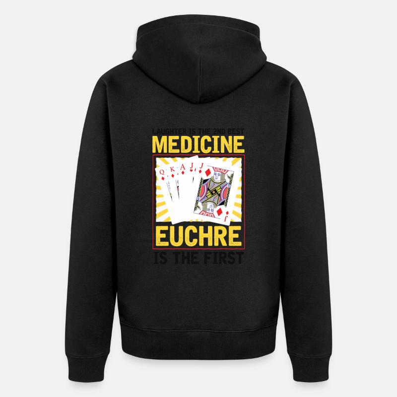 Médecine Euchre - Euchre Player Card Game Euchre - Veste à capuche bio Premium Unisexe - noir