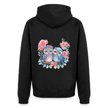 Eule Valentinstag Herz Liebe Geschenkidee Horror - Unisex Premium Bio Zip Hoodie - Schwarz - Hinten - Nico (187cm)