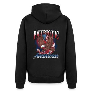 Patriotischer Amerikaner US Patriot Patriotisch - Unisex Premium Bio Zip Hoodie - Schwarz - Hinten - Nico (187cm)