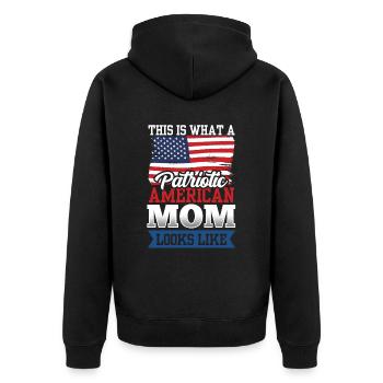 Voici à quoi ressemble une mère américaine patriotique aux États-Unis - Veste à capuche bio Premium Unisexe - noir - Dos - Nico (187cm)