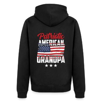 Patriotic American Grandfather US Patriot - Unisex Premium Organic Zip Hoodie - black - Back - Nico (187cm)