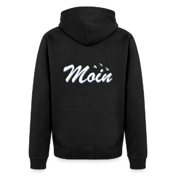 Moin - Unisex Premium Organic Zip Hoodie - black - Back - Nico (187cm)
