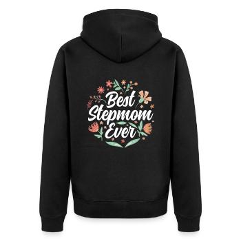 Beste Stiefmutter Aller Zeiten Ziehmutter Kind - Unisex Premium Bio Zip Hoodie - Schwarz - Hinten - Nico (187cm)