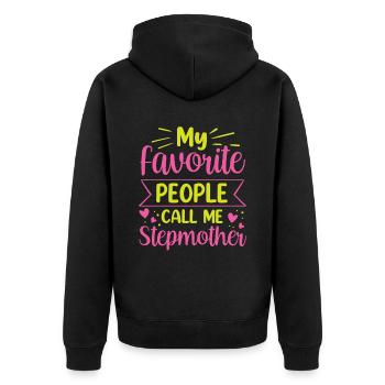 My favorite people call me stepmother - Unisex Premium Organic Zip Hoodie - black - Back - Nico (187cm)