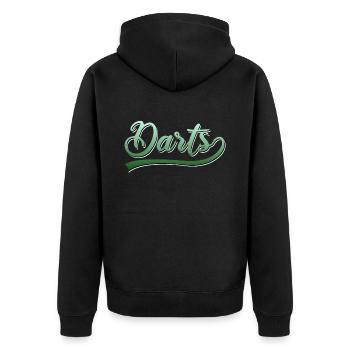 Darts - Unisex Premium Bio Zip Hoodie - Schwarz - Hinten - Nico (187cm)