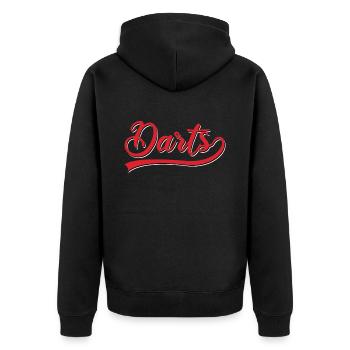 Darts - Unisex Premium Bio Zip Hoodie - Schwarz - Hinten - Nico (187cm)