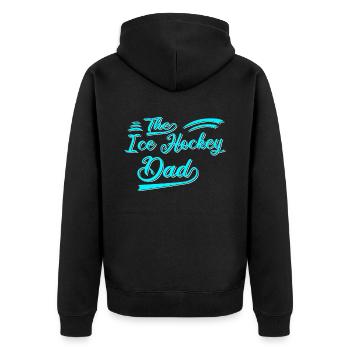 Der Eishockey Papa - Unisex Premium Bio Zip Hoodie - Schwarz - Hinten - Nico (187cm)