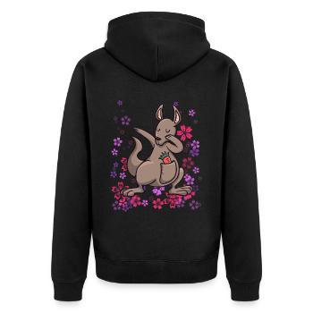 Kangaroo Australia Marsupial Girl - Unisex Premium Organic Zip Hoodie - black - Back - Nico (187cm)