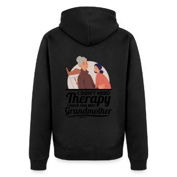 I Don't Need Therapy I Have The Best Grandmother - Unisex Premium Bio Zip Hoodie - Schwarz - Hinten - Nico (187cm)