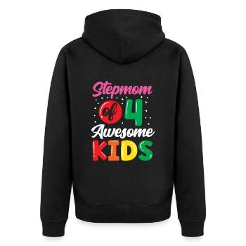 Stiefmutter Von Vier Großartigen Kindern - Unisex Premium Bio Zip Hoodie - Schwarz - Hinten - Nico (187cm)