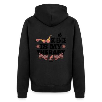 Science Is My Therapy - Unisex Premium Bio Zip Hoodie - Schwarz - Hinten - Nico (187cm)