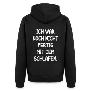 Müde Faul Job Schlafen Fertig Mitarbeiter Geschenk - Unisex Premium Bio Zip Hoodie - Schwarz - Hinten - Nico (187cm)