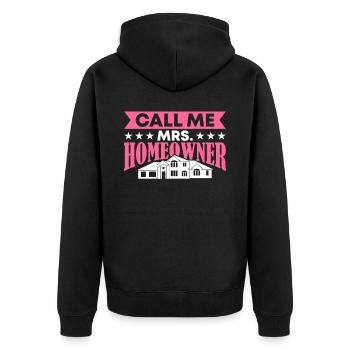 Queen bought homeowner homeowner - Unisex Premium Organic Zip Hoodie - black - Back - Nico (187cm)