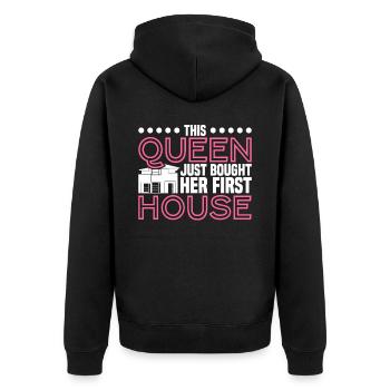 Queen bought homeowner homeowner - Unisex Premium Organic Zip Hoodie - black - Back - Nico (187cm)