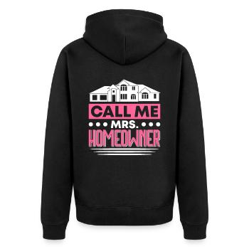 Queen bought homeowner homeowner - Unisex Premium Organic Zip Hoodie - black - Back - Nico (187cm)