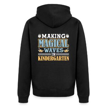 Kindergärtner Lehrer Regenbogenfarben - Unisex Premium Bio Zip Hoodie - Schwarz - Hinten - Nico (187cm)